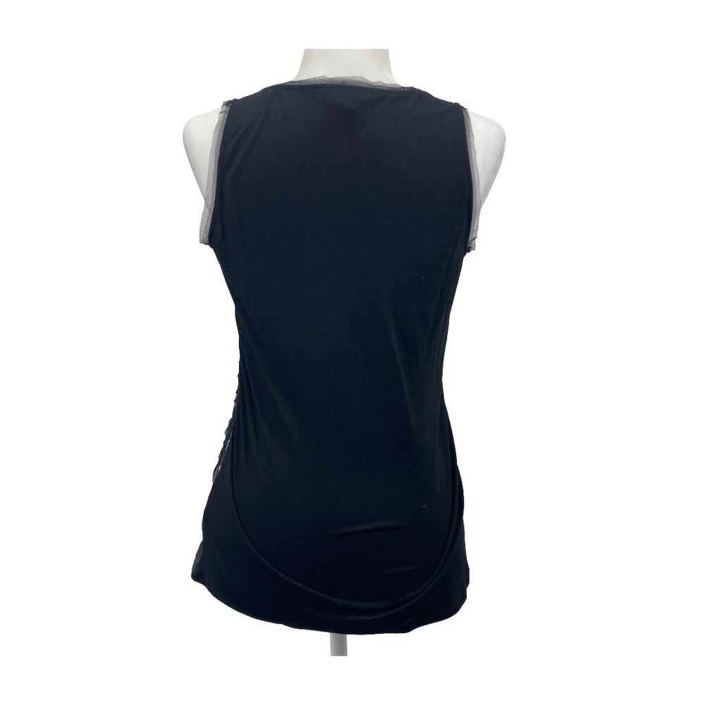 WHBM Black Silver Sequin Tank Women Party Top Stretch Scoop Neck - Picture 3 of 12